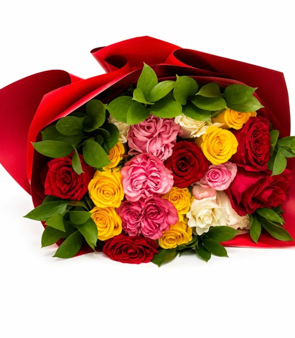 Buchet cu trandafiri multicolor Happy Day