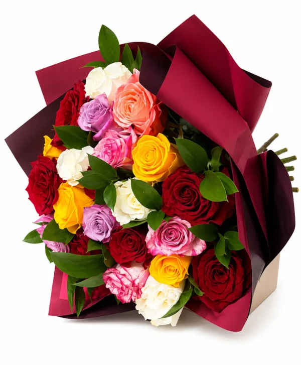 Buchet cu trandafiri multicolor Happy