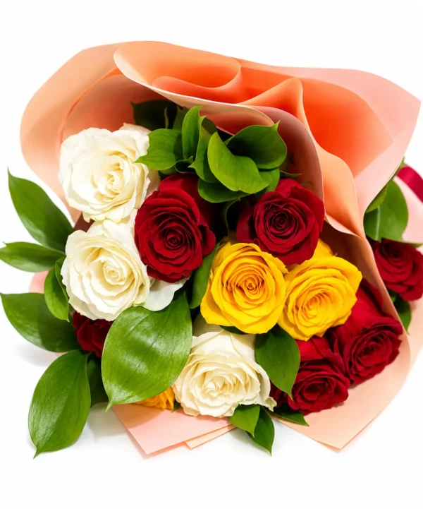 Buchet cu trandafiri multicolor Happy Morning